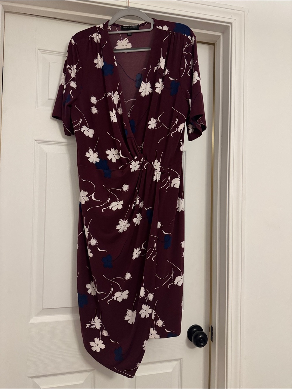 Banana Republic Burgundy Floral Asymmetrical Wrap Dress